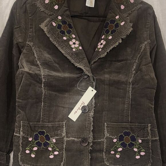 Sandrea Corduroy Embroidered Floral Jacket - Picture 3 of 11